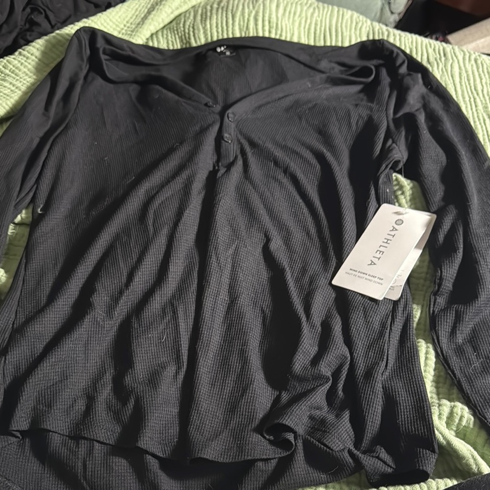 Athleta Black Fitted long sleeve Henley
